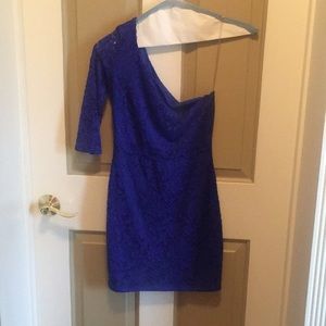 Royal blue one shoulder mini dress!